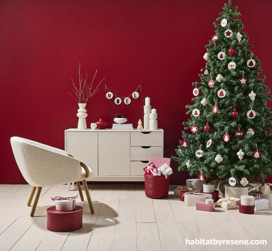 Resene Red Christmas living room
