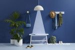 Blue on blue in home hallway