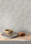Timeless wallpaper in blue and grey tones