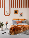 Bedroom, bedroom featuring golden orange and brown hues