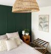 Bedroom, bedroom featuring dark green feature wall