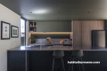 Resene Log Cabin and Resene Dark Knight Kitchen