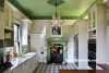 green kitchen, interior design, green interior, green ceiling, kitchen ideas, kitchen design