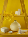 yellow colour palette, shelving display, interior styling, yellow paint, tone, Resene Galliano 