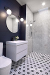 bathroom, bathroom inspiration, bathroom ideas, blue bathroom, blue and white, patterned tiles