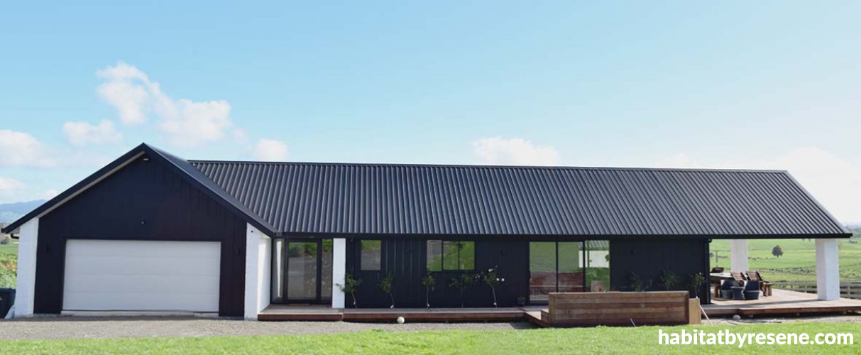 house exterior, black house, black exterior, monochromatic, black and white home 