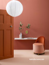 Douglas and Bec, interior, bold, tonal, rose, orange, paint, terracotta, Resene Apple Blossom