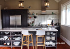 kitchen, B&B, black kitchen, black and white kitchen, monochromatic kitchen, taupe, beige