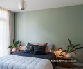 master bedroom, green bedroom, green feature wall, blue bedroom, green interior, blue feature wall