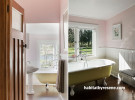 yellow bath tub, pink bathroom, heritage bathroom, pink bathroom inspiration, Resene 