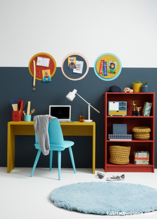 home office ideas, home office inspiration, study inspiration, kids study ideas, colourful interior