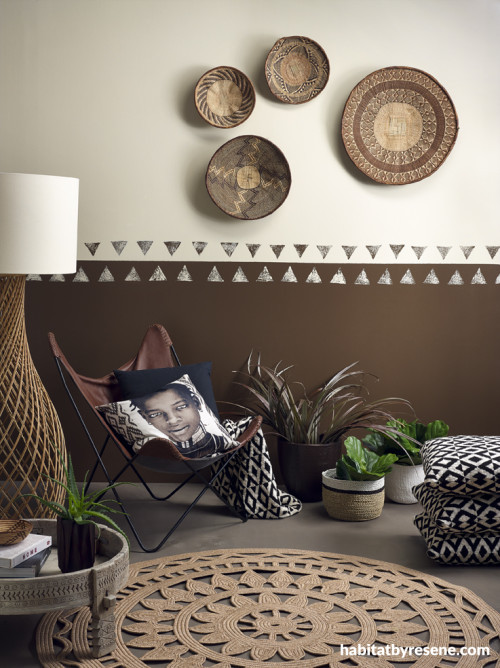 global interiors, brown, tribal, paint